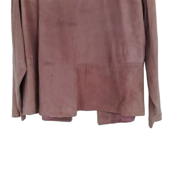 Vtg 80's Leather Suede Open Front Cardigan Boxy Jacket Dusty Mauve Pink Sz L - Picture 9 of 11